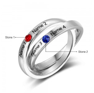 Mother's Ring, Birthstone Ring, Sterling Silver Personalized Engravable Ring JEWJORI102738